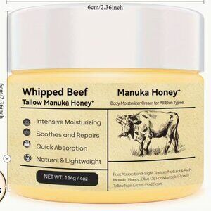 Beef Tallow Moisturizer with Manuka Honey, Beeswax, Olive Oil, Tea Tree Oil NWT